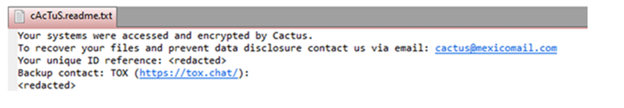Cactus Ransomware